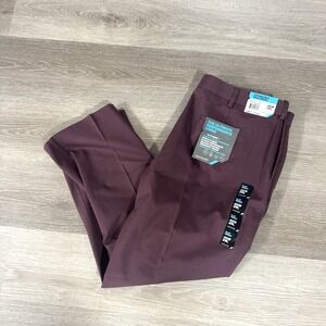 NWT Savane Plum Ultimate Performance Flat Front Chino Dress Pants Flat 40x29